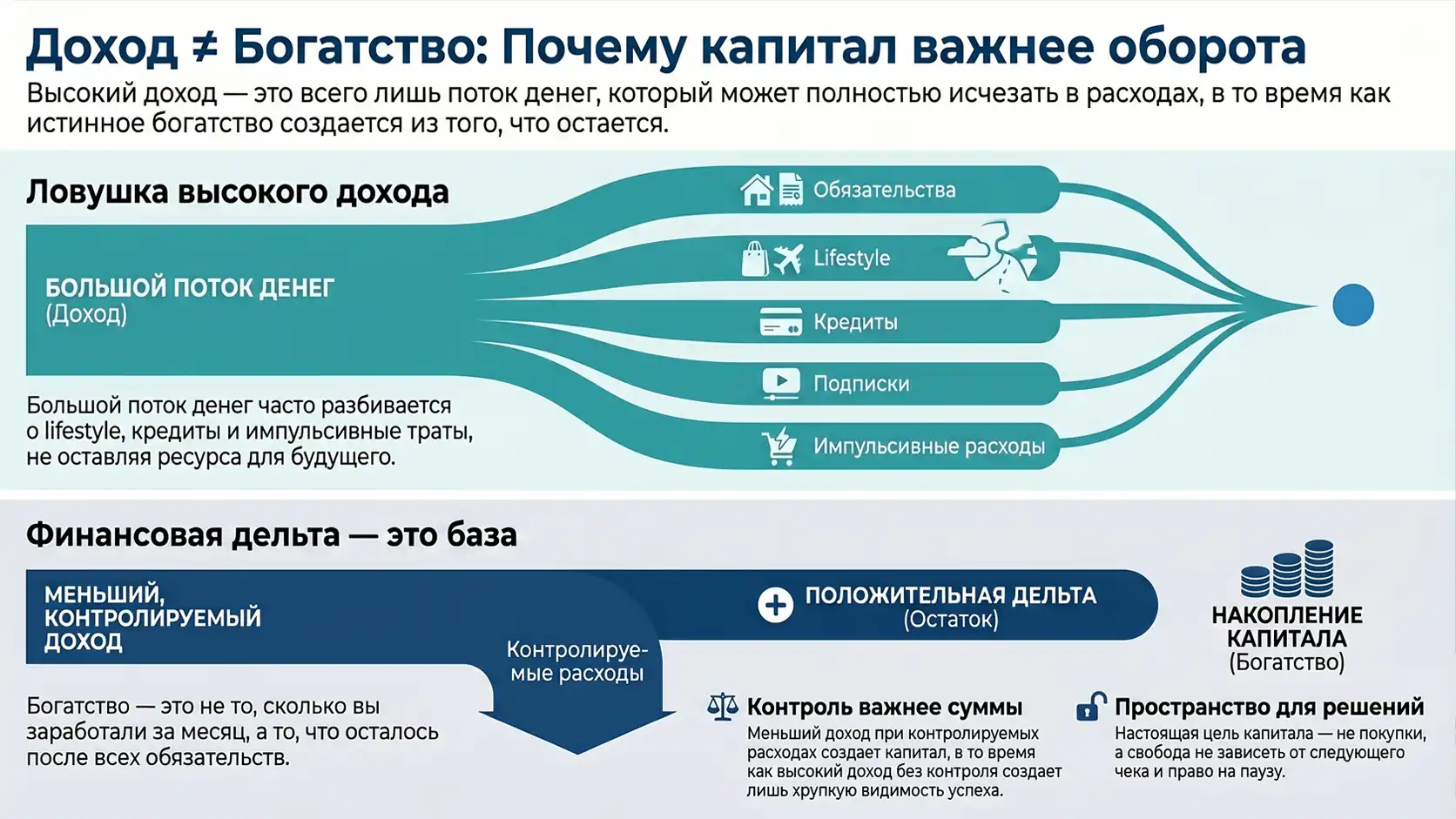 высокий доход не равен богатству
