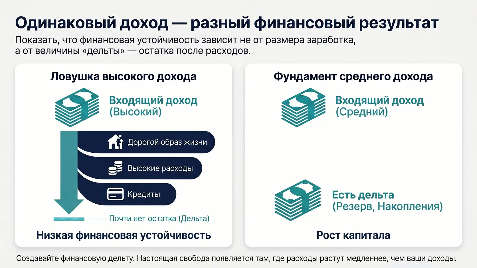 одинаковый доход — разный финансовый результат