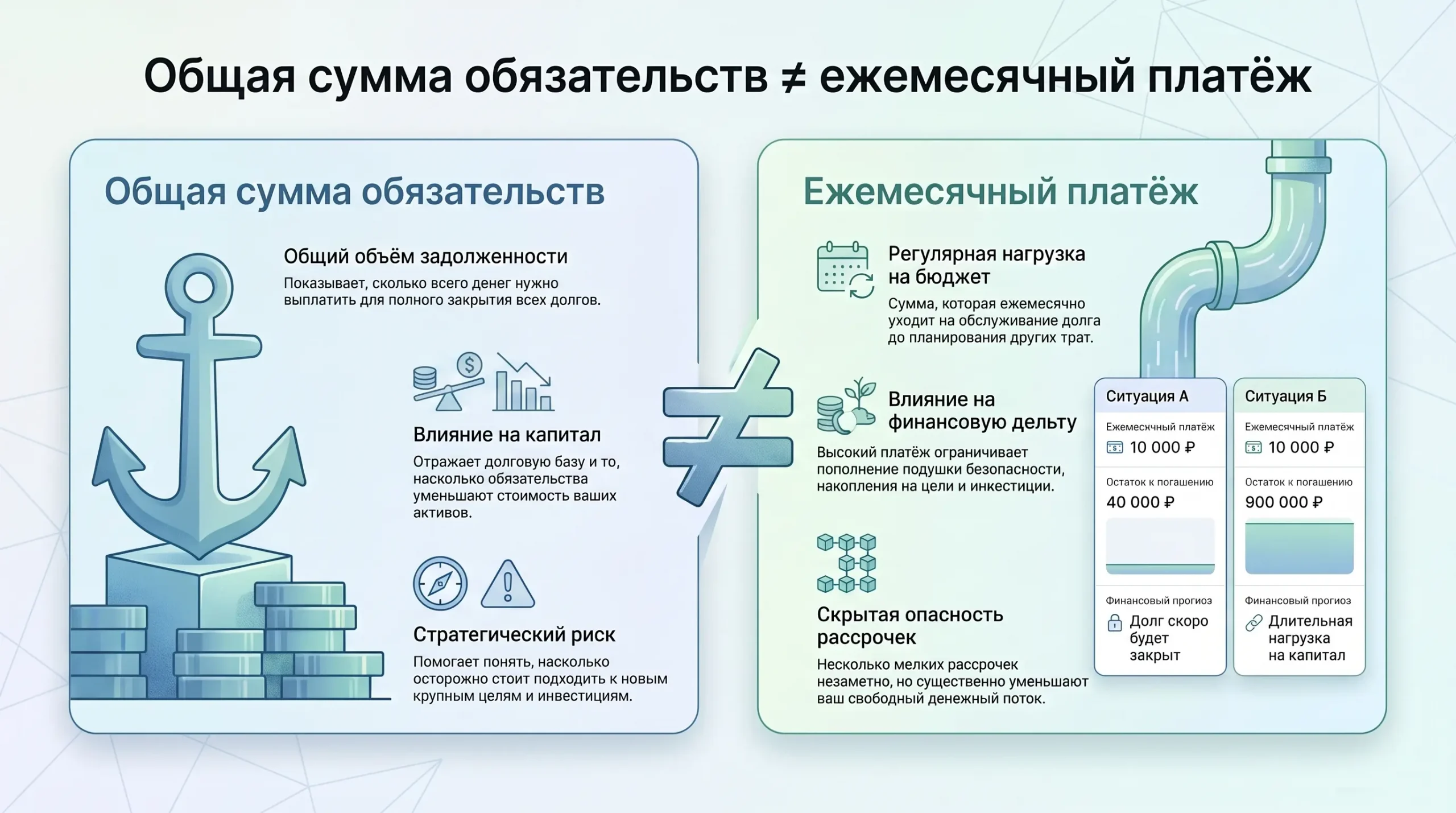 общий долг и месячная нагрузка