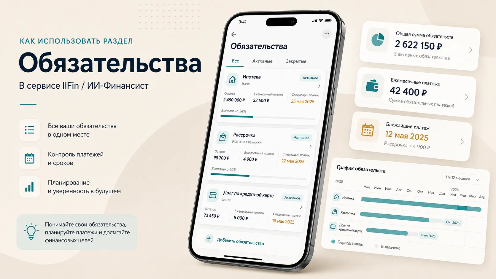 Как пользоваться разделом «Обязательства» в ИИ-Финансисте